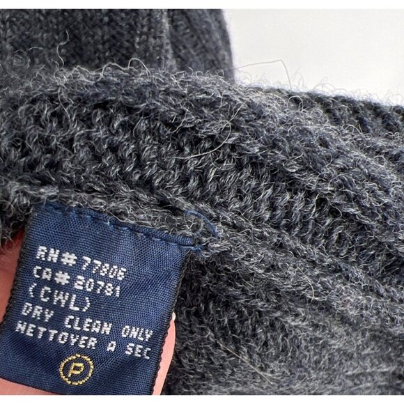 Vintage Tommy Hilfiger Mens 100% Wool Cable Knit Sweater Size Medium Grey - Picture 3 of 5